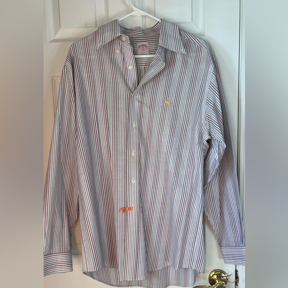 Brooks Brothers 346 Men’s Medium Striped Button-Down Shirt Non-Iron, Dry Cleaned - Picture 2 of 3